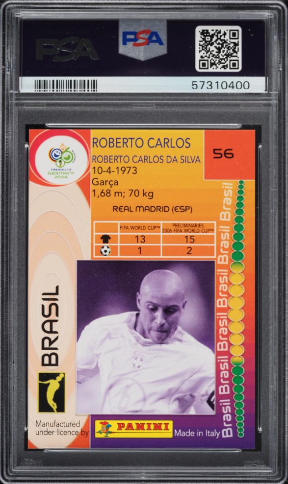 2006 Panini World Cup Germany Roberto Carlos #56 PSA 10 GEM MINT
