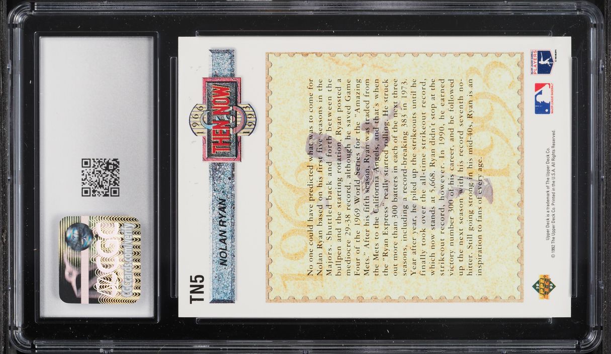 1993 Upper Deck Then & Now Nolan Ryan #TN5 CGC 9 MINT