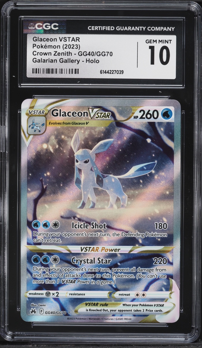 2023 Pokemon Sword & Shield Crown Zenith Alt Art Glaceon VSTAR #GG40 CGC 10 GEM MINT