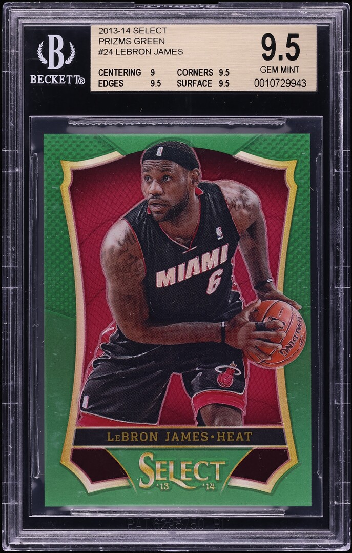 2013 Select Green Prizm LeBron James /5 #24 BGS 9.5 GEM MINT - Photo 1