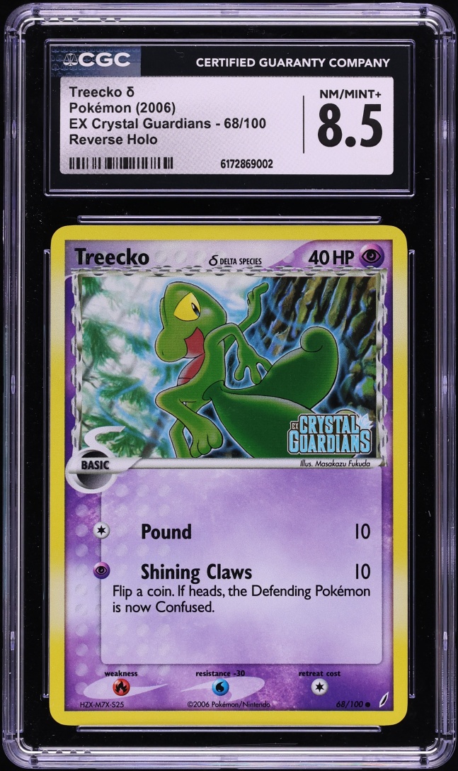 2006 Pokemon EX Crystal Guardians Reverse Holo Treecko #68 CGC 8.5 NM-MT+