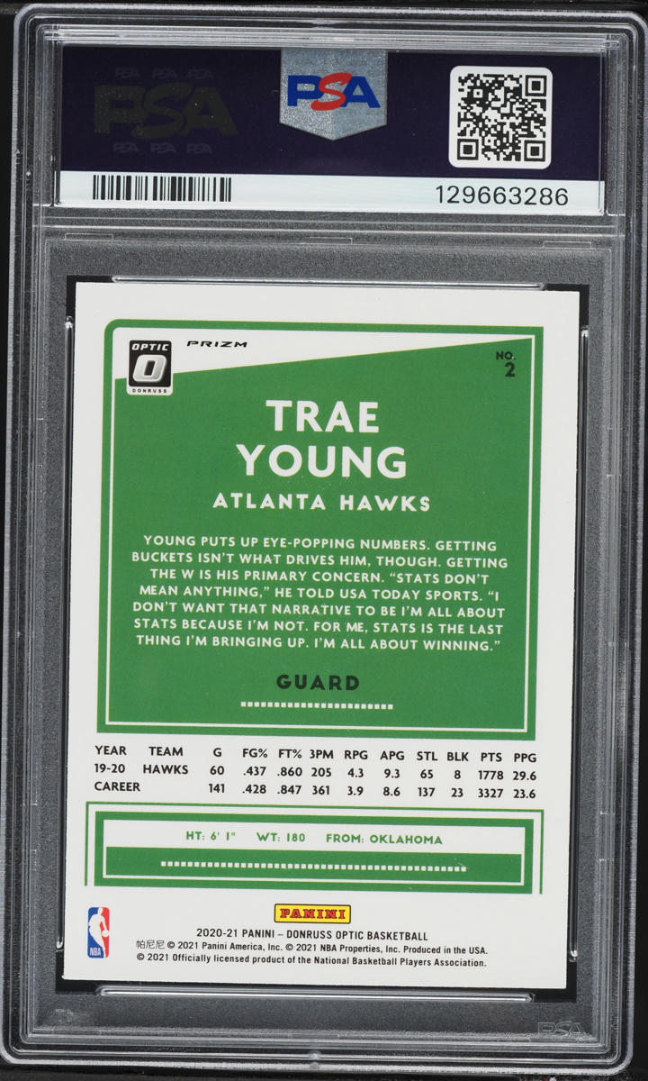 2020 Donruss Optic Target Box Set Prizm Trae Young #2 PSA 8 NM-MT