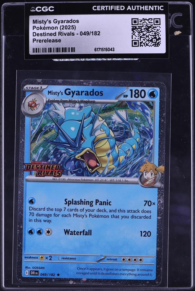 2025 Pokemon Scarlet & Violet Destined Rivals Prerelease Holo Misty's Gyarados #49 CGC AUTH