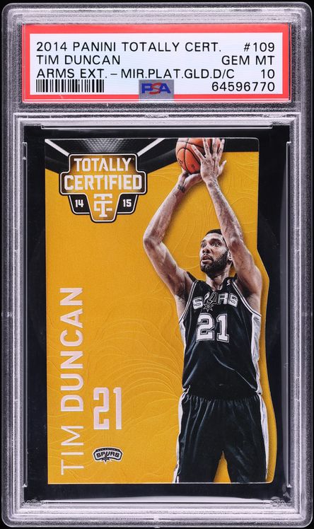 2014 Totally Certified Mirror Platinum Gold Die-Cut Tim Duncan /10 #109 PSA 10 GEM MINT - Photo 1