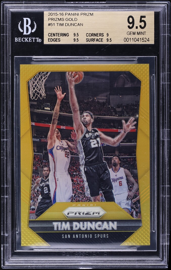 2015 Panini Prizm Gold Tim Duncan 10/10 #51 BGS 9.5 GEM MINT - Photo 1
