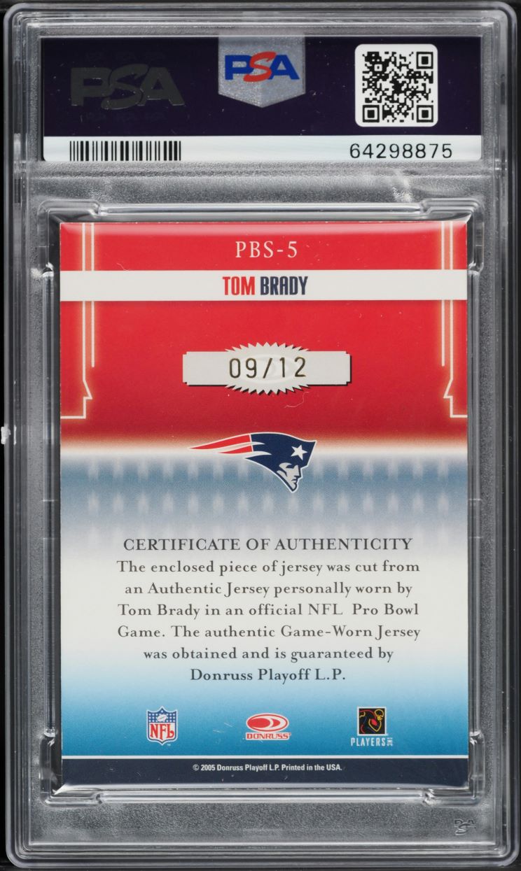 2005 Donruss Gridiron Gear Pro Bowl Squad Tom Brady PATCH /12 #PBS5 PSA 5 EX - Photo 2