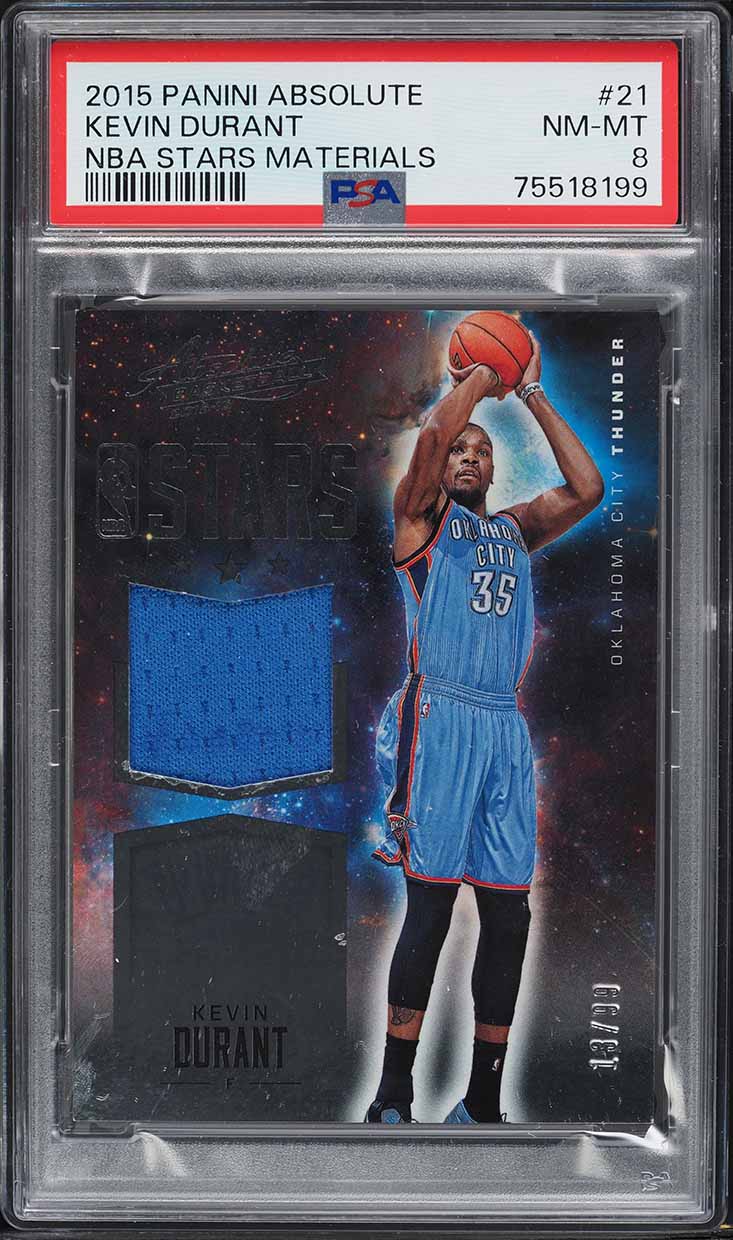 2015 Absolute NBA Stars Materials Kevin Durant PATCH /99 #21 PSA 8