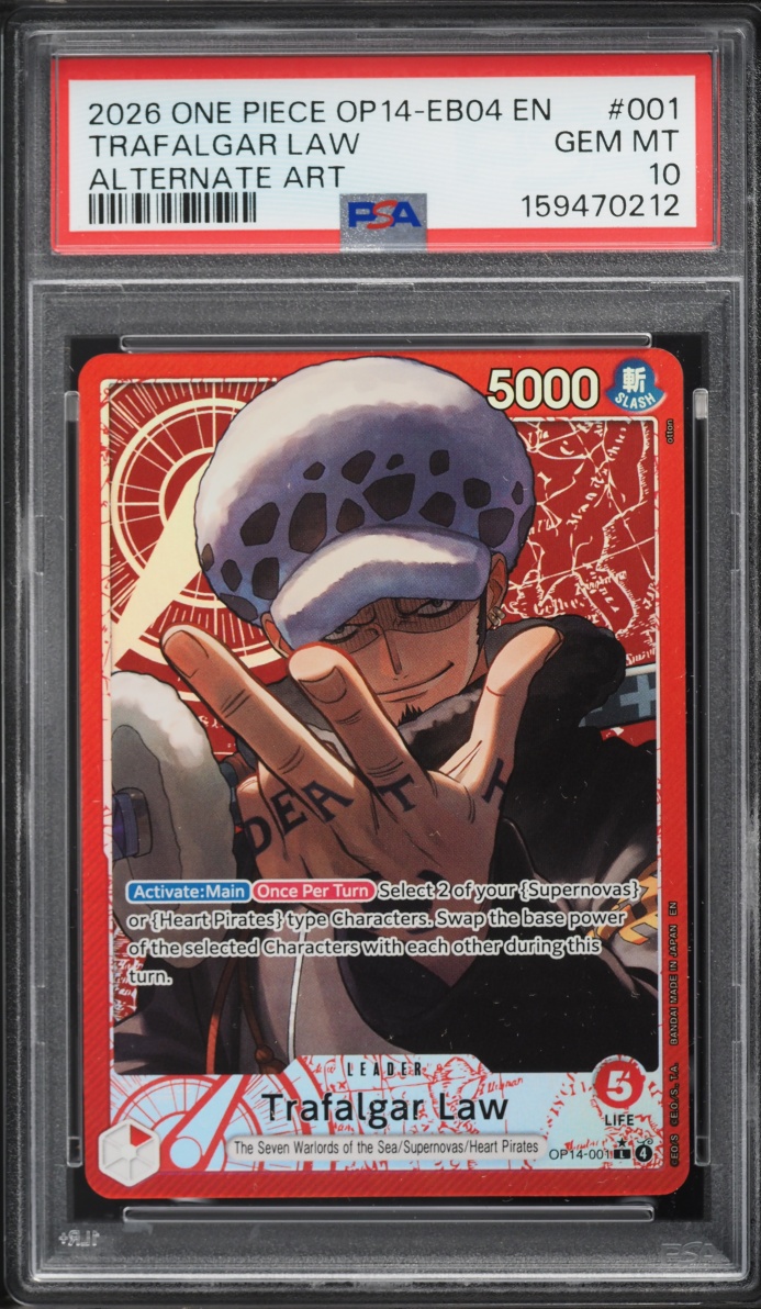 2026 One Piece The Azure Sea's Seven Alt Art Leader Trafalgar Law #001 PSA 10 GEM MINT