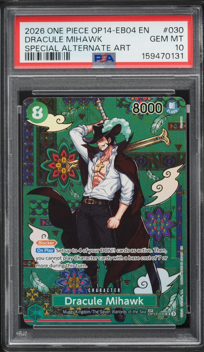 2026 One Piece The Azure Sea's Seven SP Alt Art Dracule Mihawk #030 PSA 10 GEM MINT
