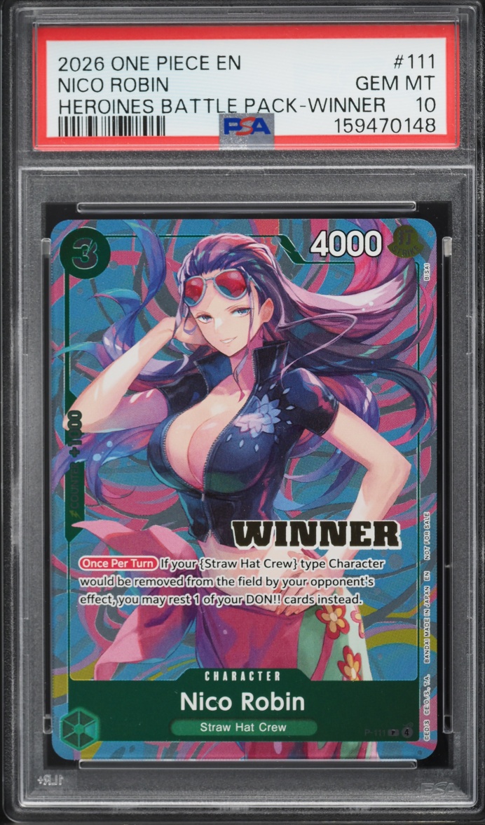 2026 One Piece Heroines Battle Pack Winner Alt Art Nico Robin #111 PSA 10 GEM MINT