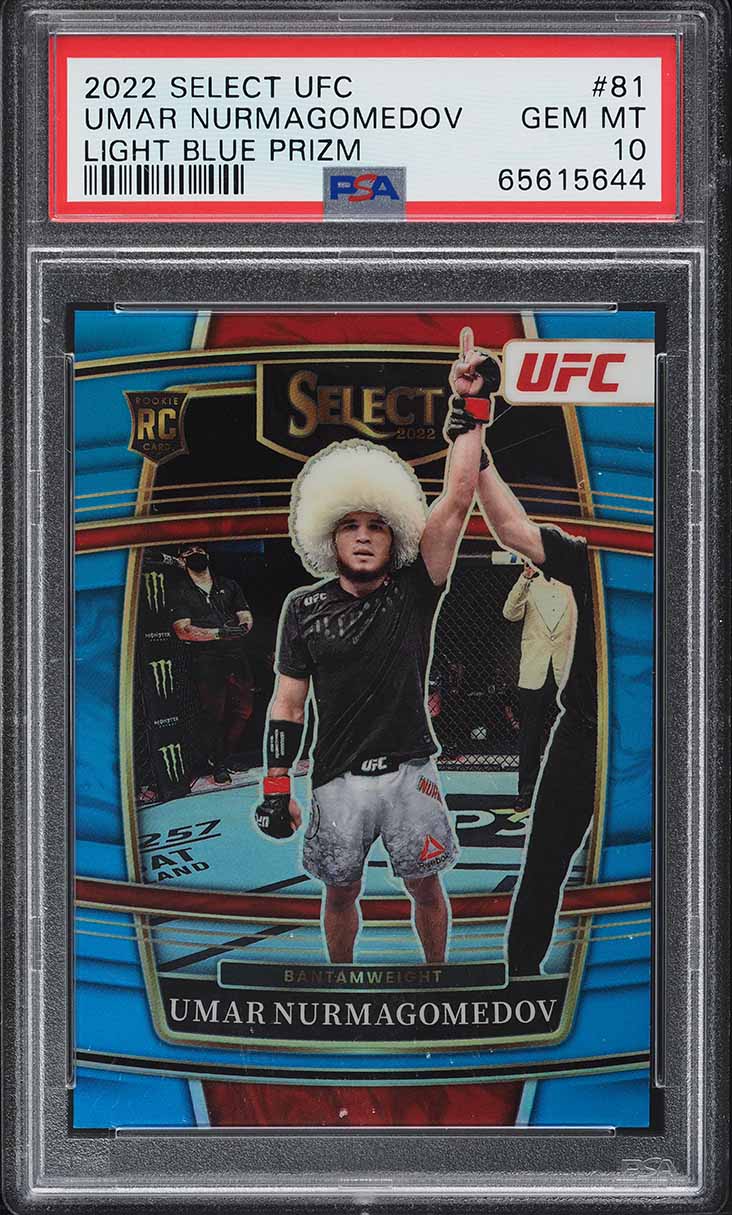 2022 Select UFC Concourse Light Blue Prizm Umar Nurmagomedov RC /199 #81 PSA 10