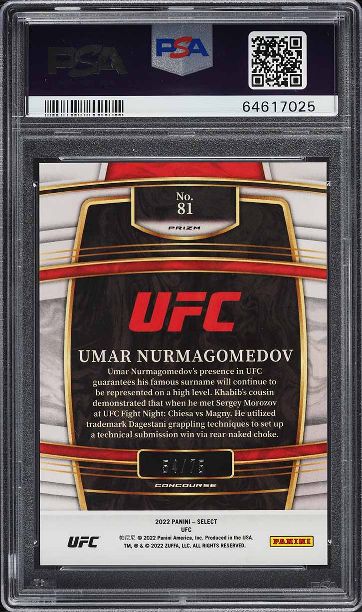 2022 Select UFC Concourse White Prizm Umar Nurmagomedov ROOKIE /75 #81 PSA 10