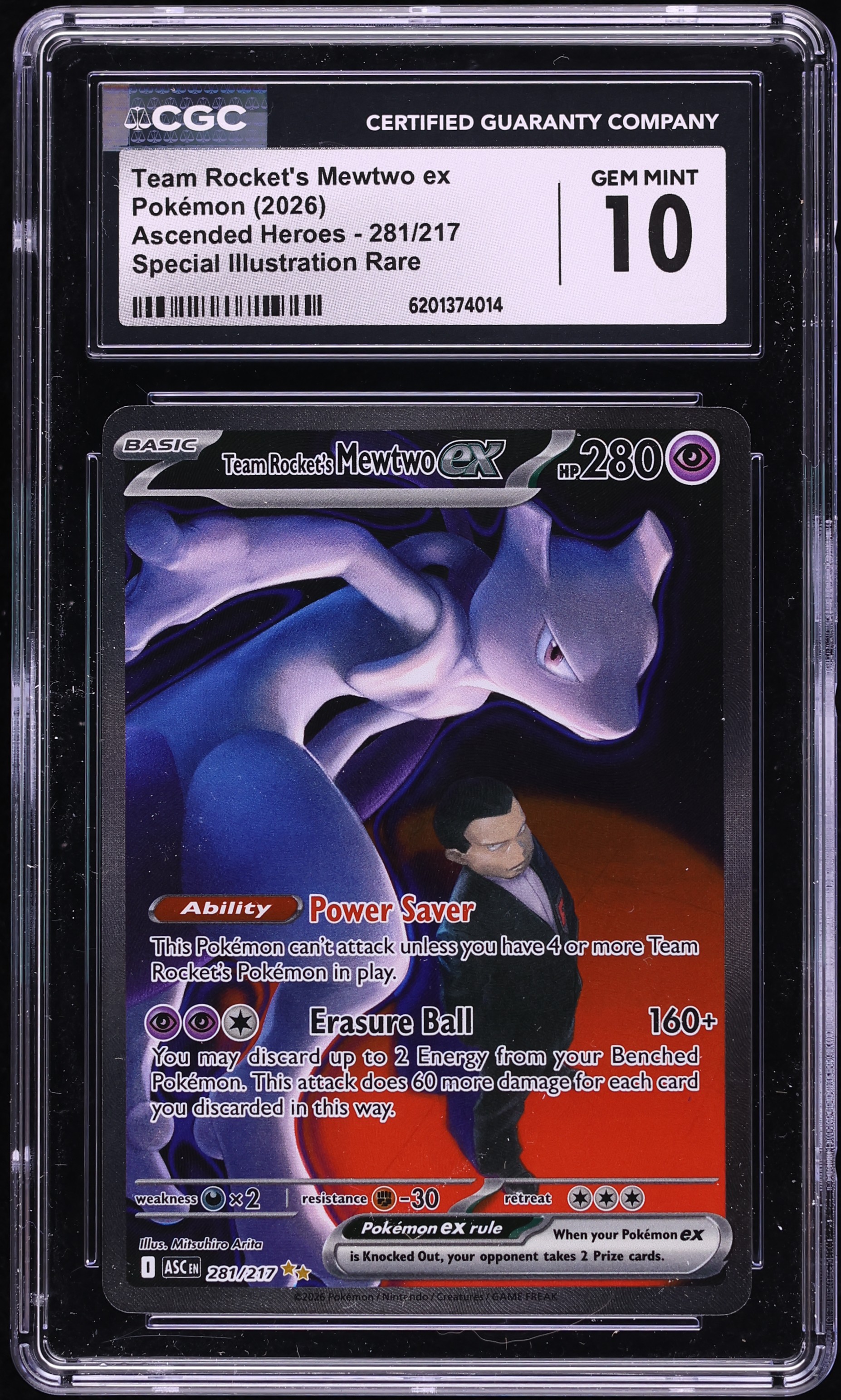 2026 Pokemon Mega Evolution Ascended Heroes SIR Team Rocket's Mewtwo ex #281 CGC 10 GEM MINT