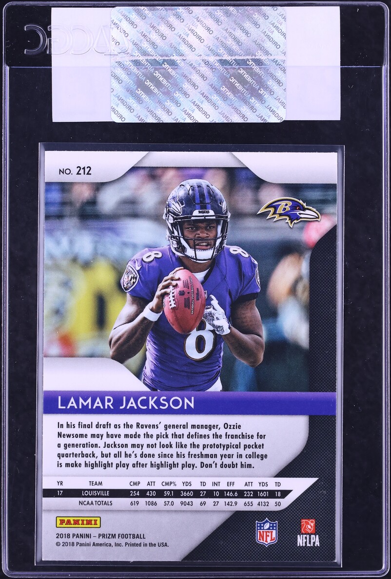 2018 Panini Prizm Lamar Jackson ROOKIE #212 CGC AUTH