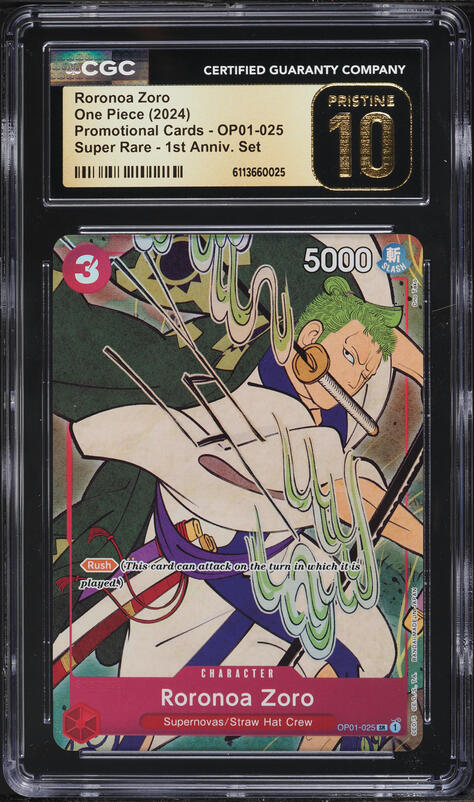 2024 One Piece 1st Anniversary Set SR Roronoa Zoro #OP01-025 PSA