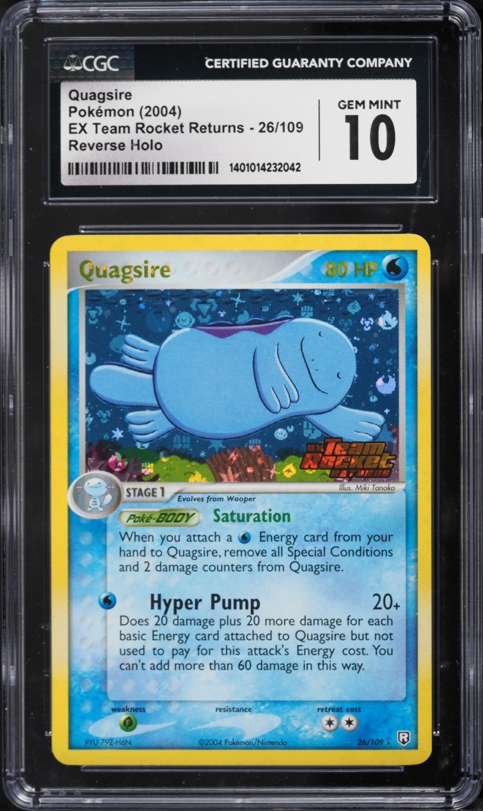 2004 Pokemon EX Team Rocket Returns Reverse Holo Quagsire #26 CGC 10 GEM MINT