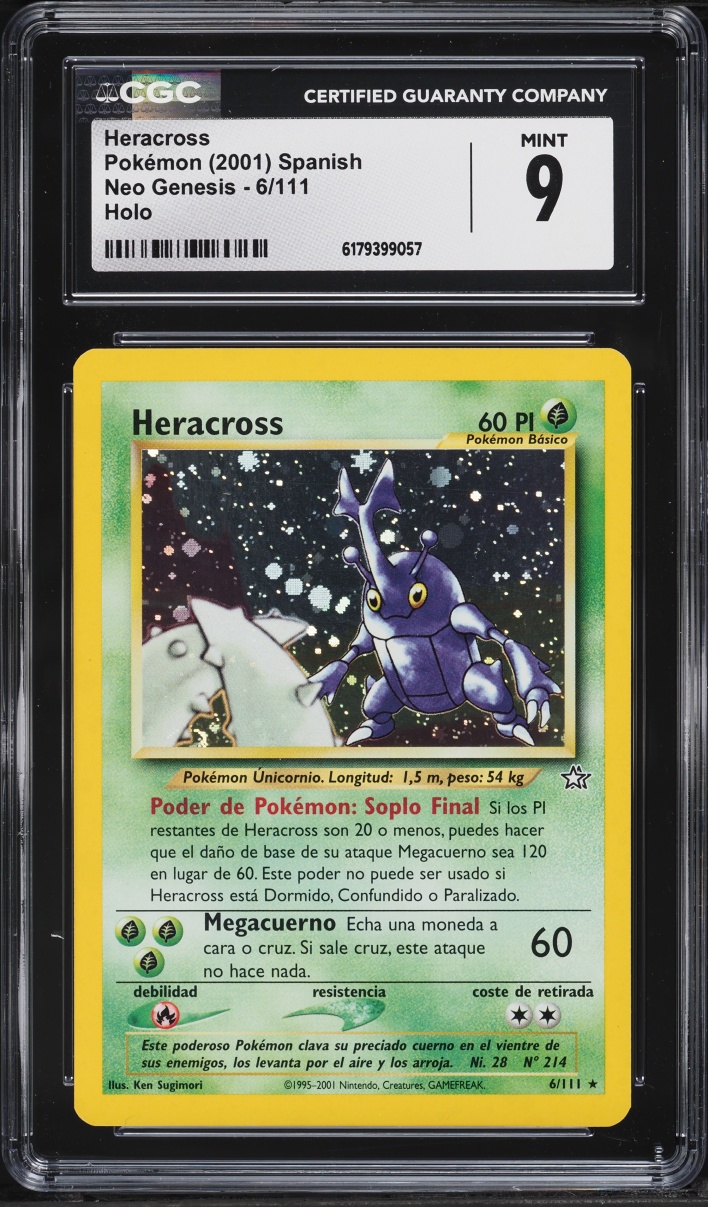 2001 Pokemon Spanish Neo Genesis Holo Heracross #6 CGC 9 MINT