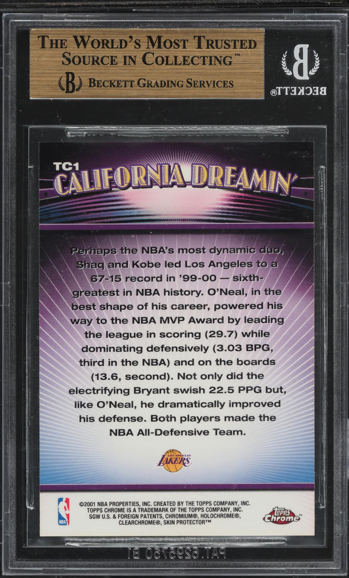 2000 Topps Chrome Combos Kobe Bryant & Shaquille O'Neal #TC1 BGS 9.5 GEM MINT