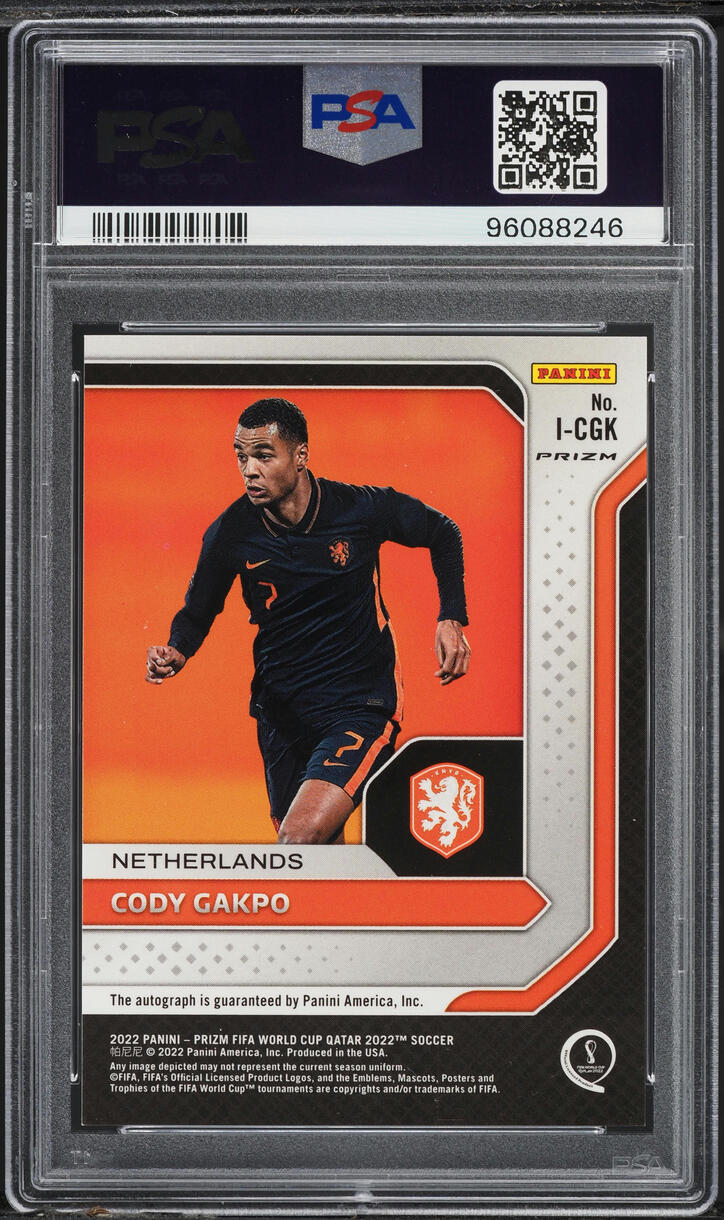 2022 Panini Prizm WC Qatar International Green Wave Cody Gakpo RC AUTO PSA 9