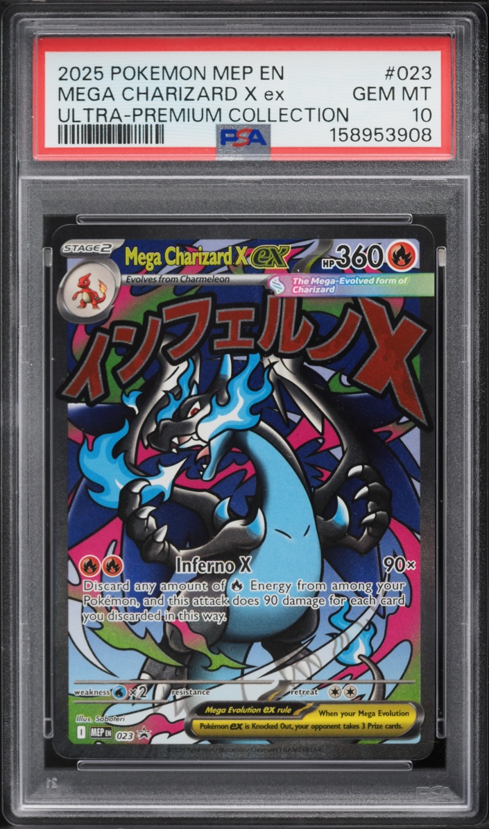 2025 Pokemon Mega Evolution Promo Ultra Premium Full Art Mega Charizard X ex #23 PSA 10 GEM