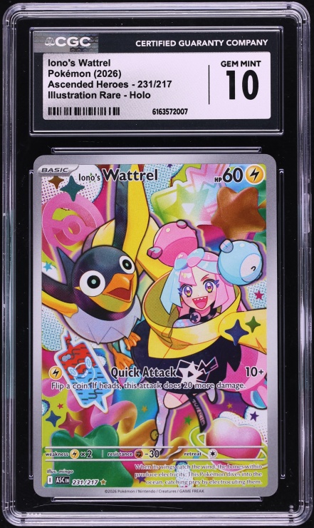 2026 Pokemon Mega Evolution Ascended Heroes IR Iono's Wattrel #231 CGC 10 GEM MINT