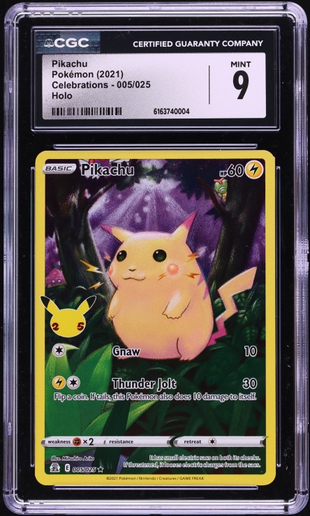 2021 Pokemon Sword & Shield Celebrations Full Art Pikachu #5 CGC 9 MINT