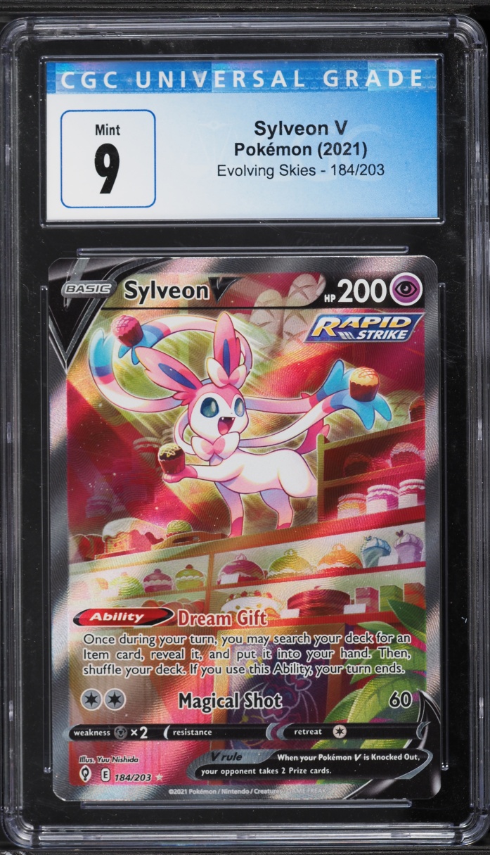 2021 Pokemon Sword & Shield Evolving Skies Full Art Sylveon V #184 CGC 9 MINT
