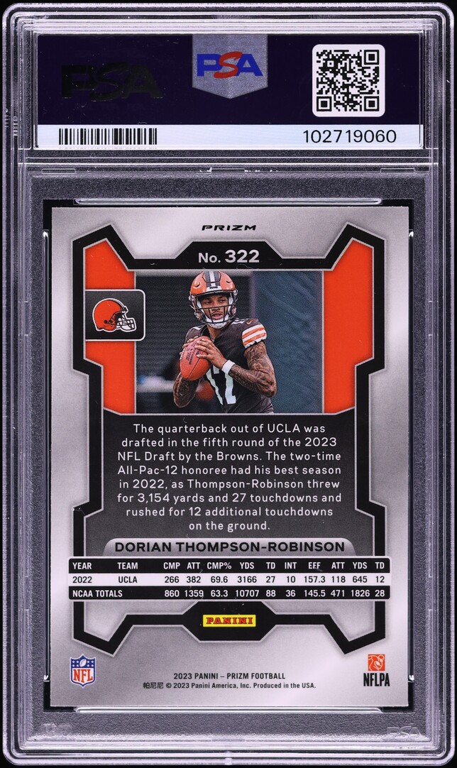 2023 Panini Prizm No Huddle Dorian Thompson-Robinson ROOKIE #322 PSA 10 GEM MINT