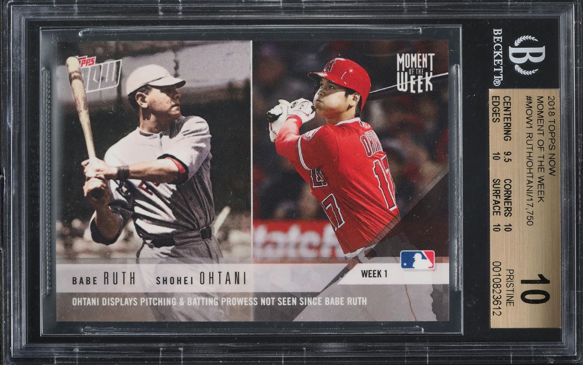 2018 Topps Now Moment Of The Week Babe Ruth Shohei Ohtani ROOKIE #MOW-1 BGS 10