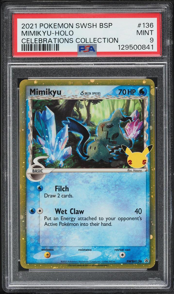 2021 Pokemon Sword & Shield Promo Celebrations Holo Mimikyu #SWSH136 PSA 9 MINT