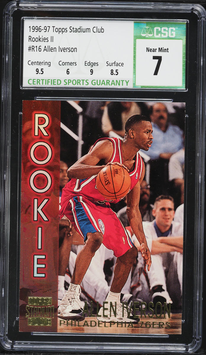1996 Stadium Club Basketball Allen Iverson ROOKIE #R16 CSG 7 NRMT