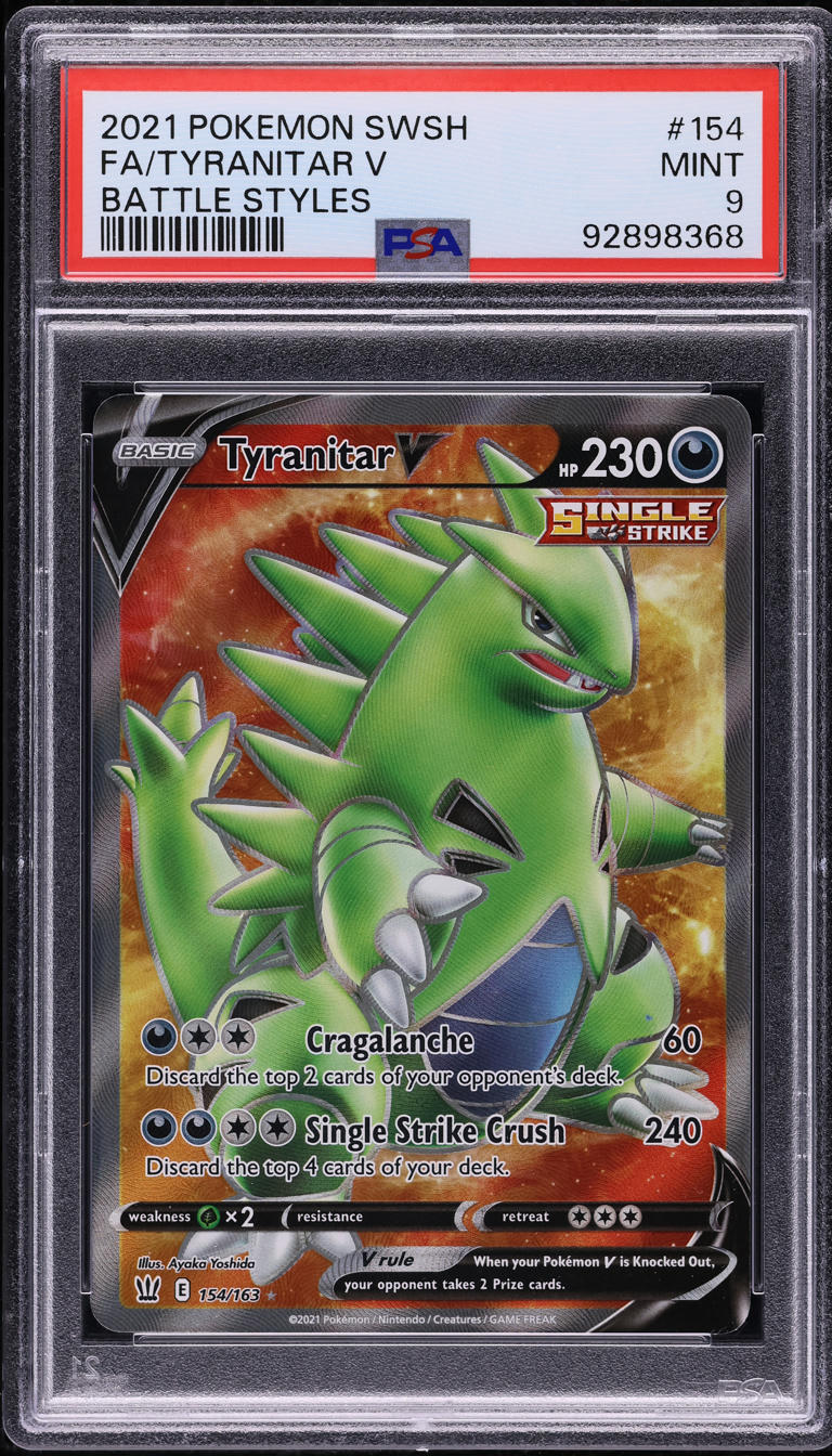 2021 Pokemon Sword & Shield Battle Styles Full Art Tyranitar V #154 PSA 9 MINT