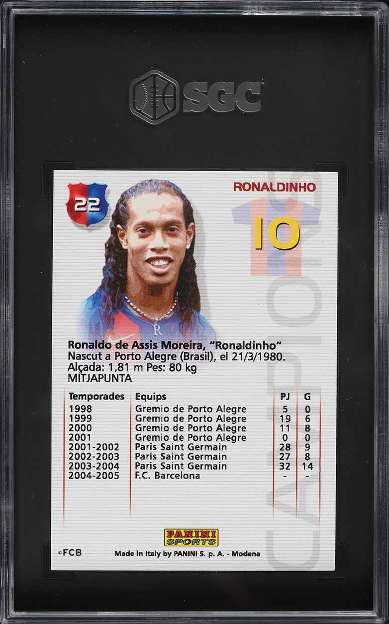 2004 Panini Sports Mega Cracks Barca Campeon Ronaldinho #22 SGC 5 EX