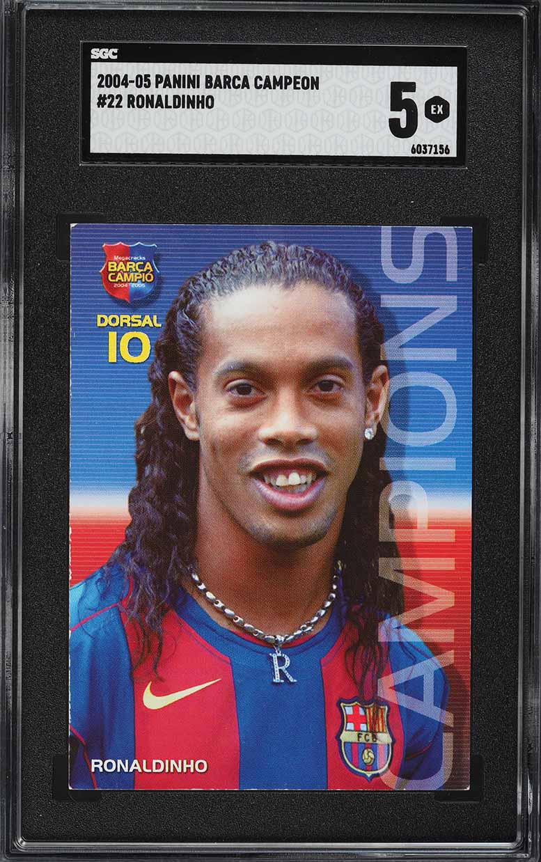 2004 Panini Sports Mega Cracks Barca Campeon Ronaldinho #22 SGC 5 EX