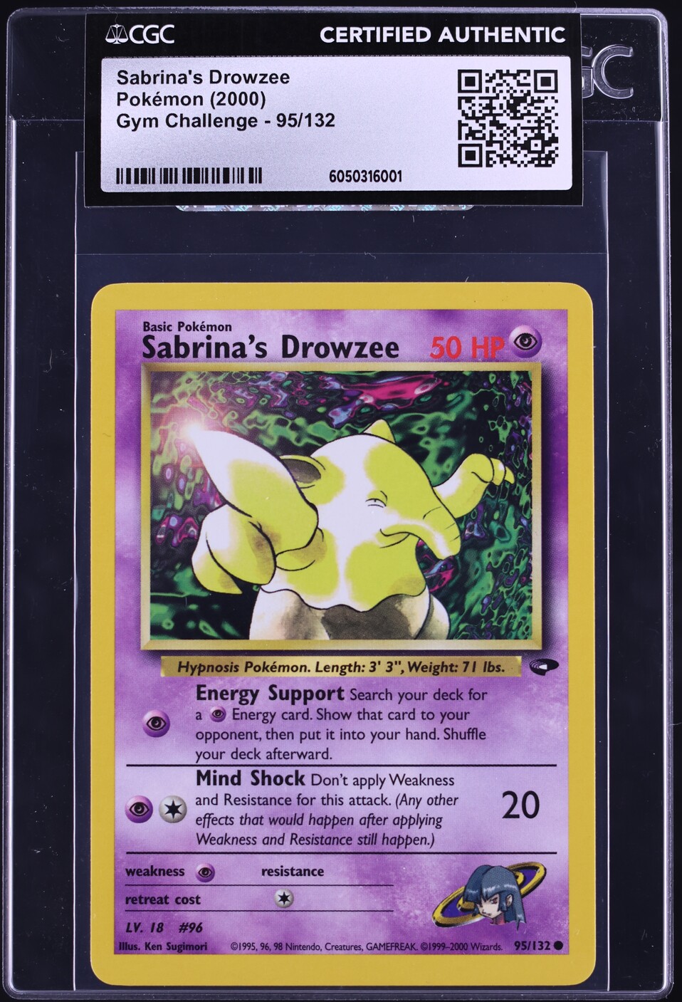 2000 Pokemon Gym Challenge Sabrina's Drowzee #95 CGC AUTH on Fanatics ...