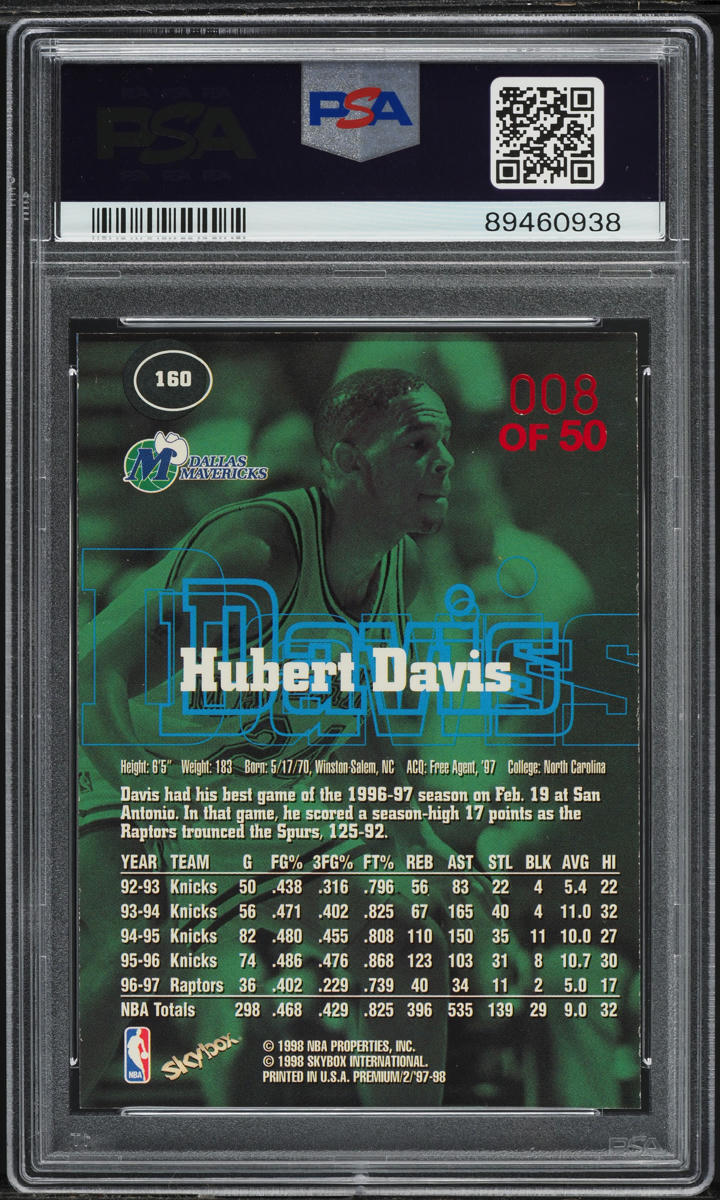 1997 Skybox Premium Star Rubies Hubert Davis /50 #160 PSA 7 NRMT