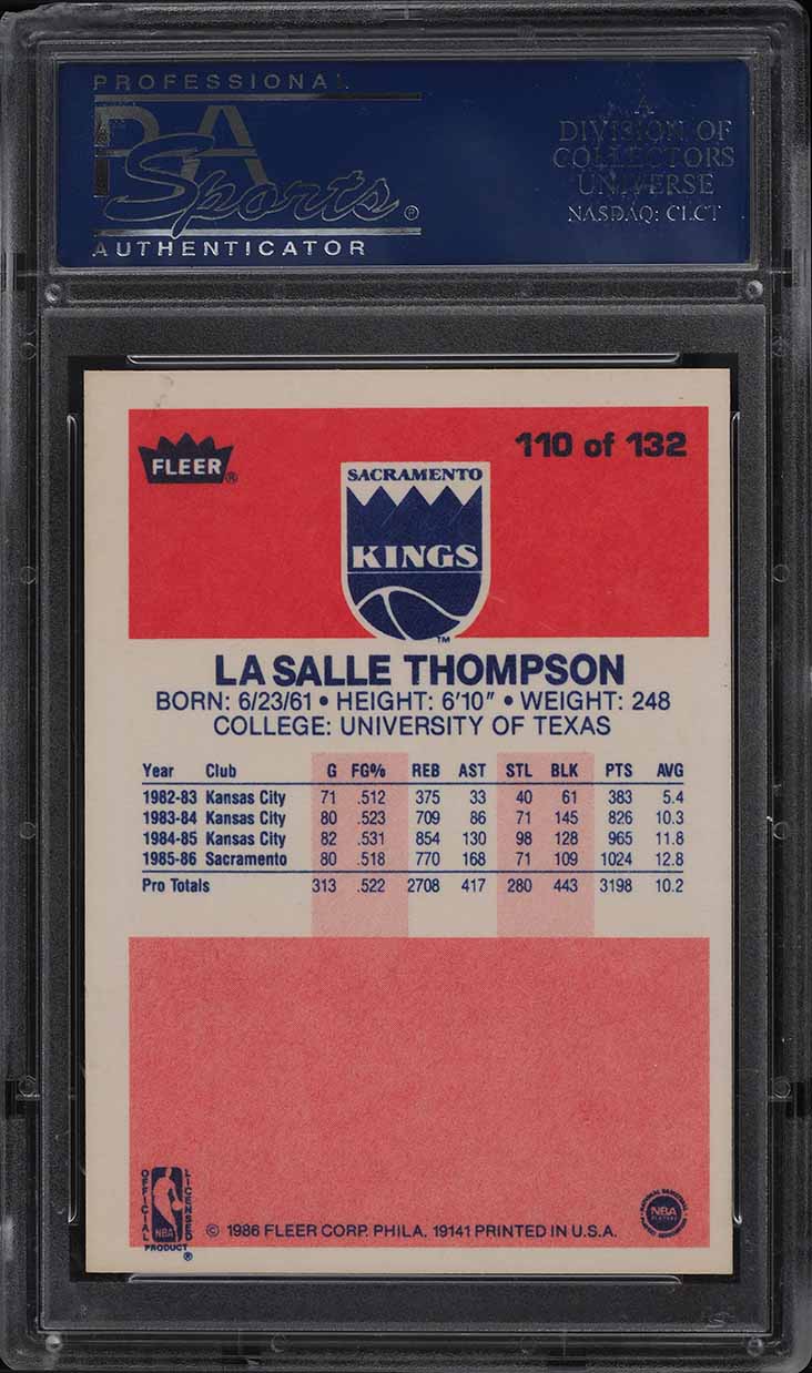 1986 Fleer Basketball LaSalle Thompson ROOKIE #110 PSA 9 MINT
