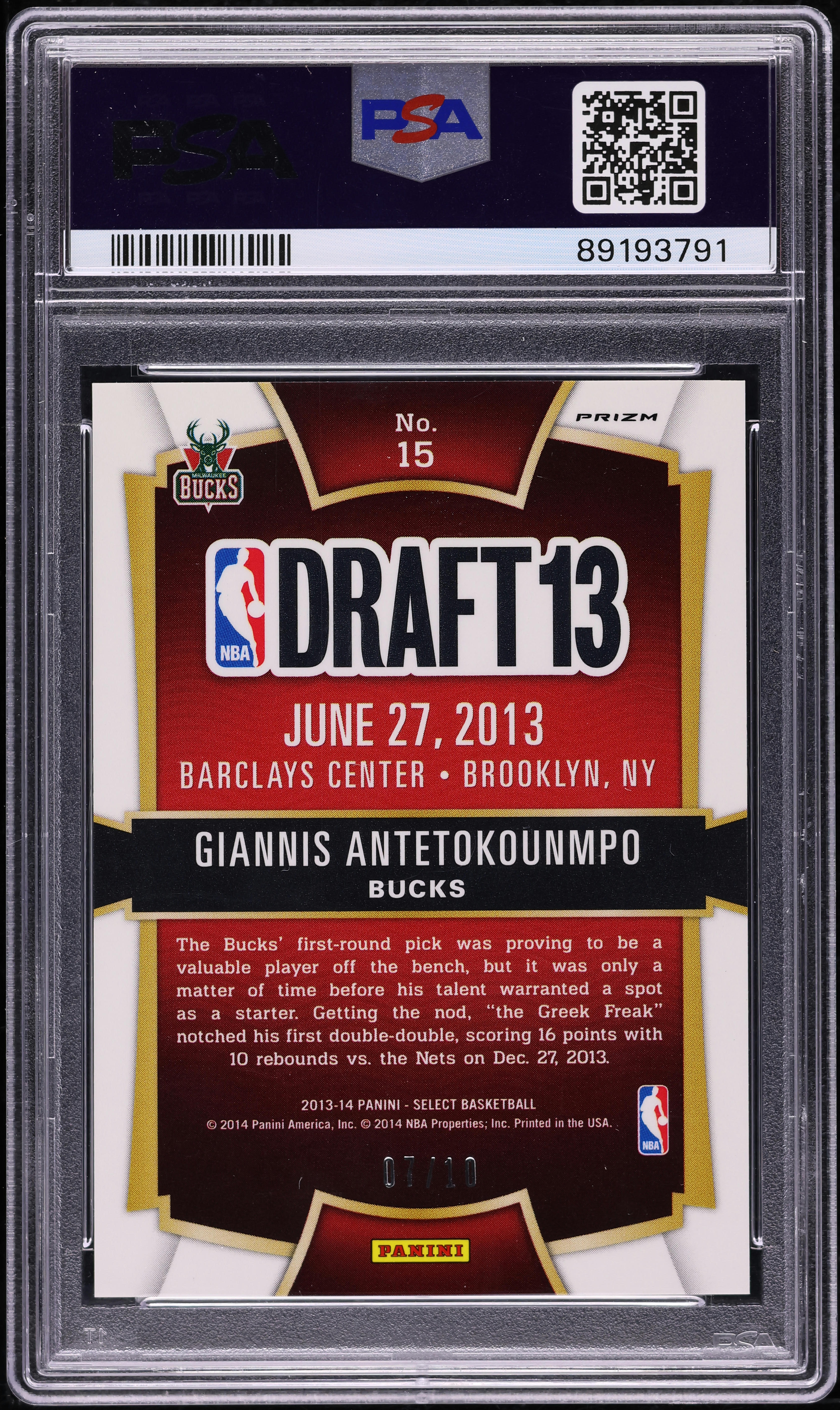 2013 Select Draft Selections Gold Giannis Antetokounmpo