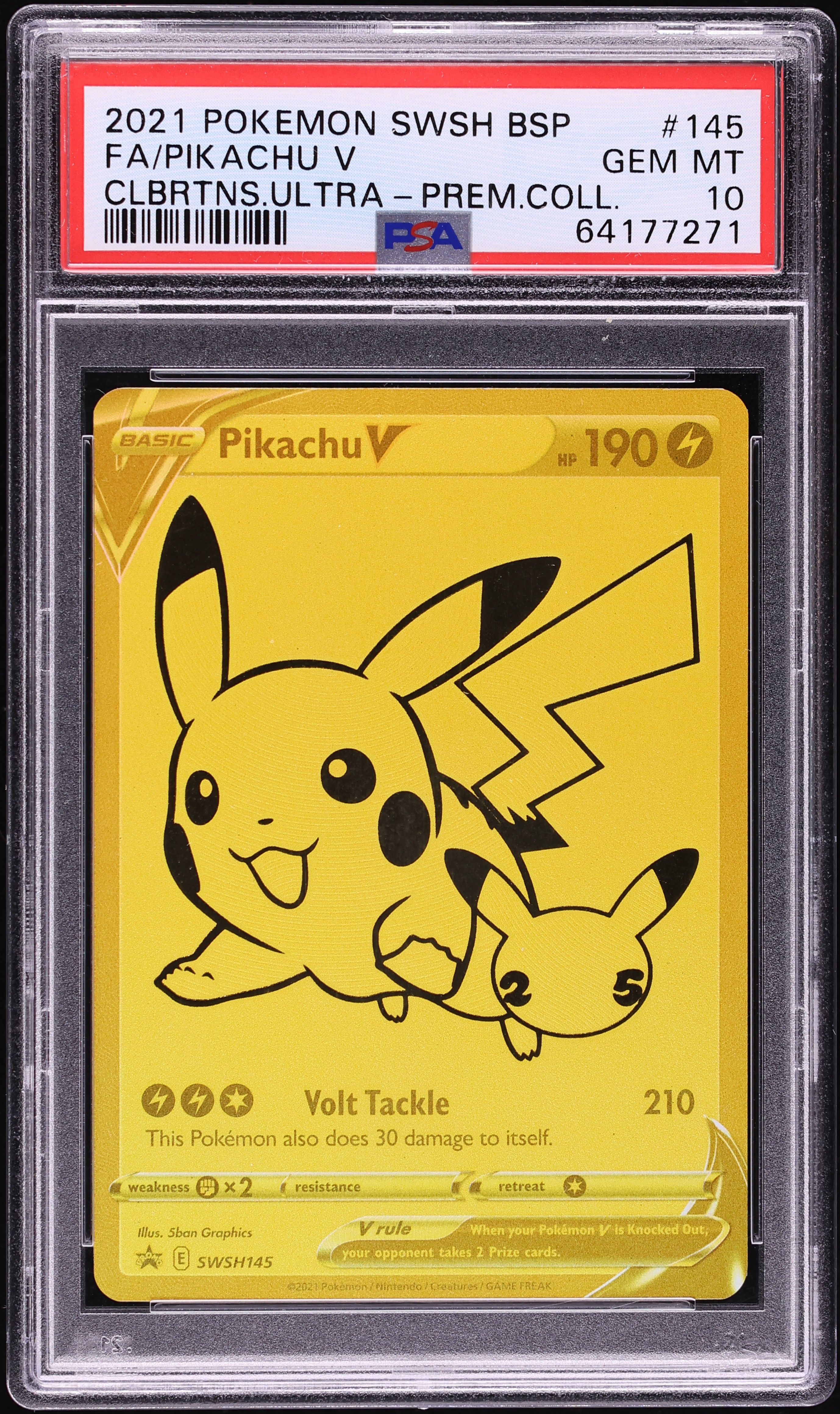 2021 Pokemon SWSH Promo Celebrations Ultra Premium Full Art Pikachu V #SWSH145 PSA 10 GEM MINT