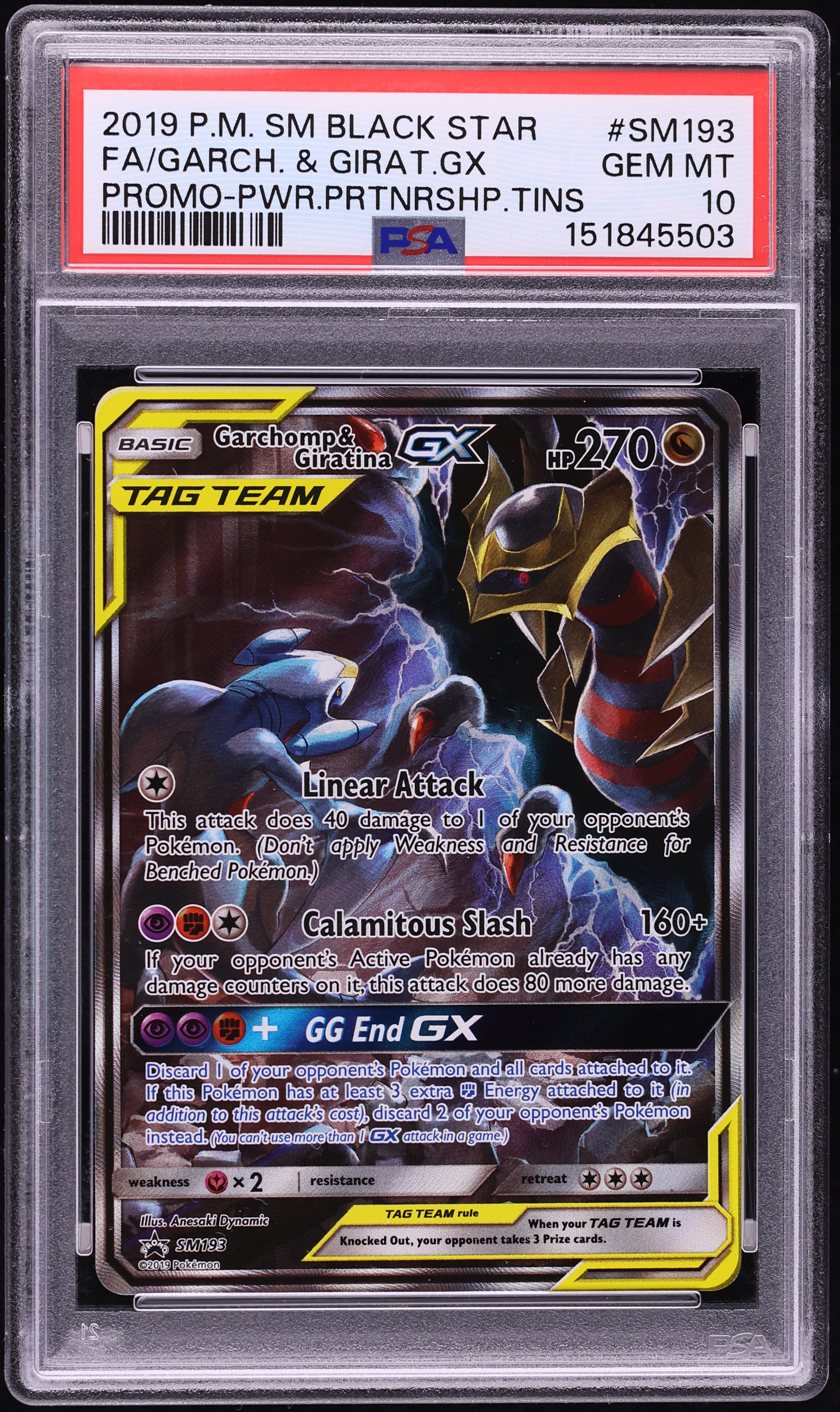 2019 Pokemon SM Promo Power Partnership Tin Full Art Garchomp Giratina GX #SM193 PSA 10 GEM
