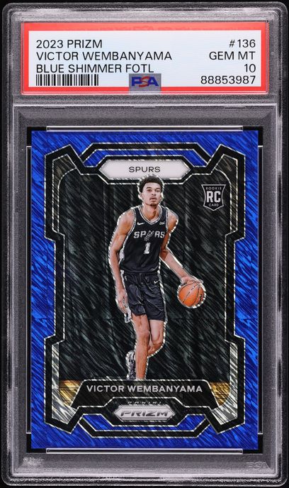2023 Panini Prizm Blue Shimmer FOTL Victor Wembanyama ROOKIE /35 #136 PSA 10 GEM MINT