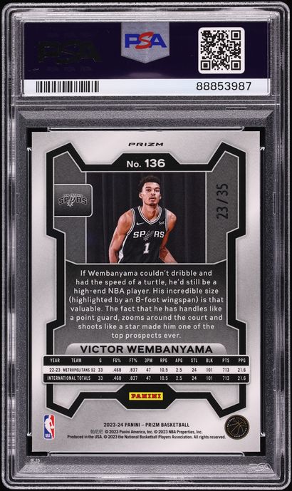 2023 Panini Prizm Blue Shimmer FOTL Victor Wembanyama ROOKIE /35 #136 PSA 10 GEM MINT