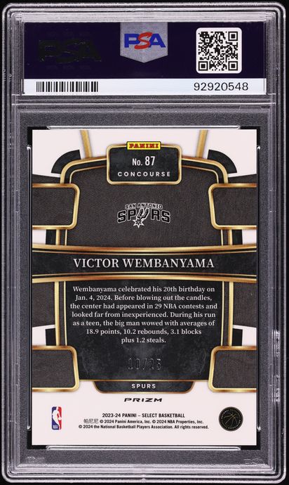 2023 Select Concourse Tie-Dye Prizm Victor Wembanyama ROOKIE /25 #87 PSA 10 GEM MINT