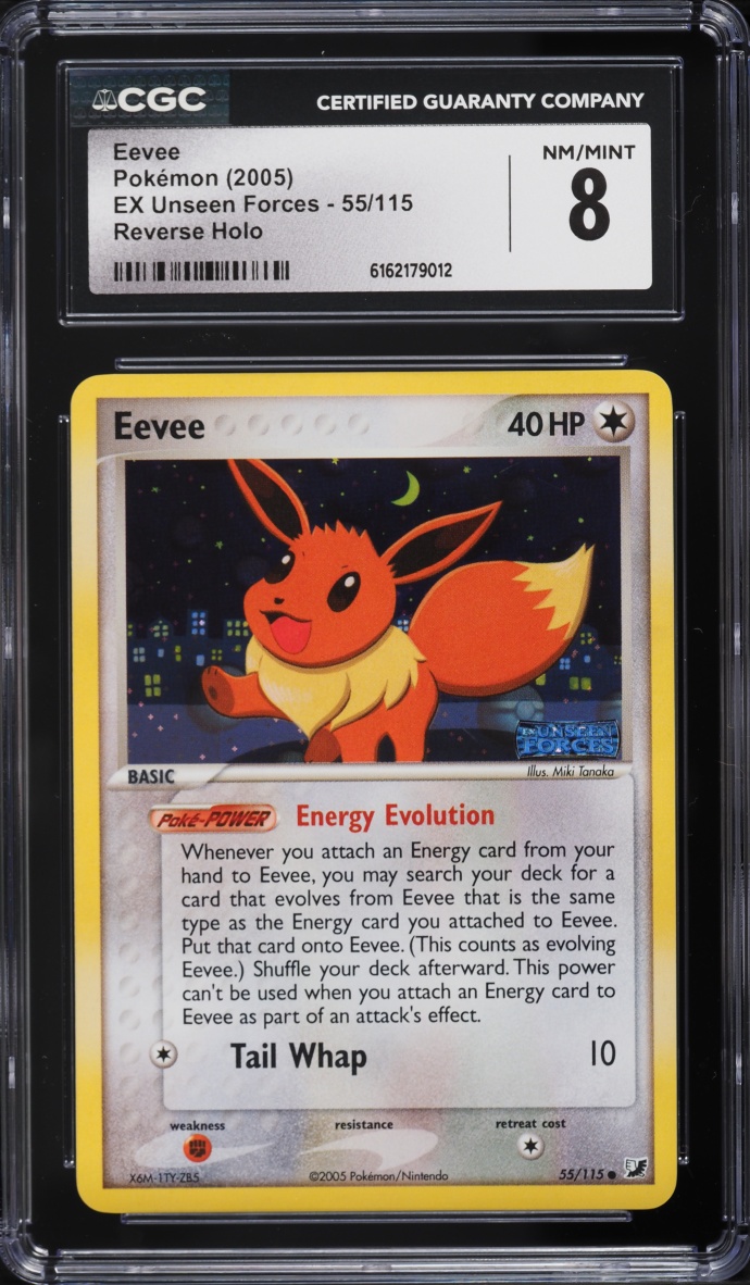 2005 Pokemon EX Unseen Forces Reverse Holo Eevee #55 CGC 8 NM-MT