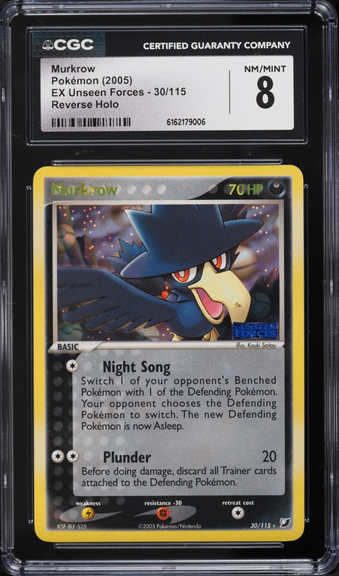2005 Pokemon EX Unseen Forces Reverse Holo Murkrow #30 CGC 8 NM-MT