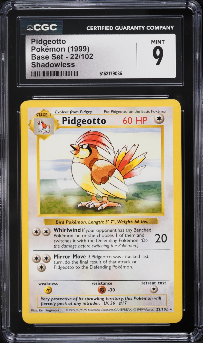 1999 Pokemon Base Set Shadowless Pidgeotto #22 CGC 9 MINT