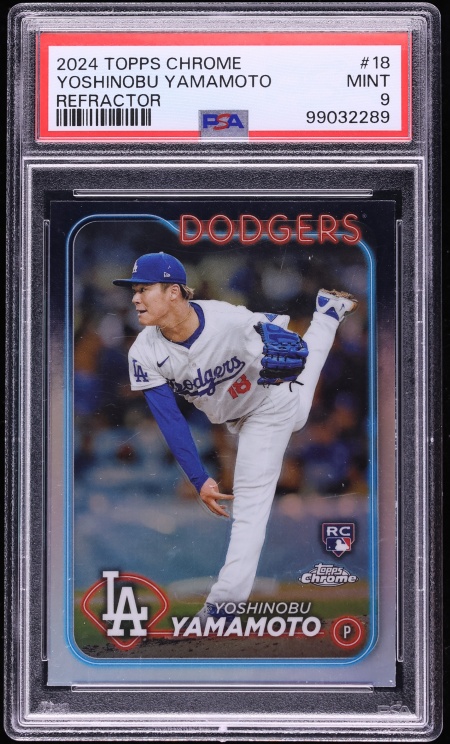 2024 Topps Chrome Refractor Yoshinobu Yamamoto ROOKIE #18 PSA 9 MINT