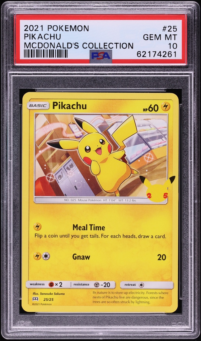2021 Pokemon Sword & Shield McDonald's Collection Pikachu #25 PSA 10 GEM MINT