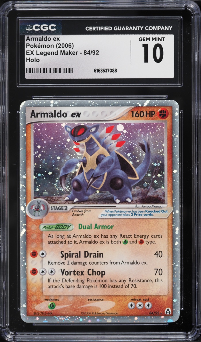 2006 Pokemon EX Legend Maker Holo Armaldo Ex #84 CGC 10 GEM MINT