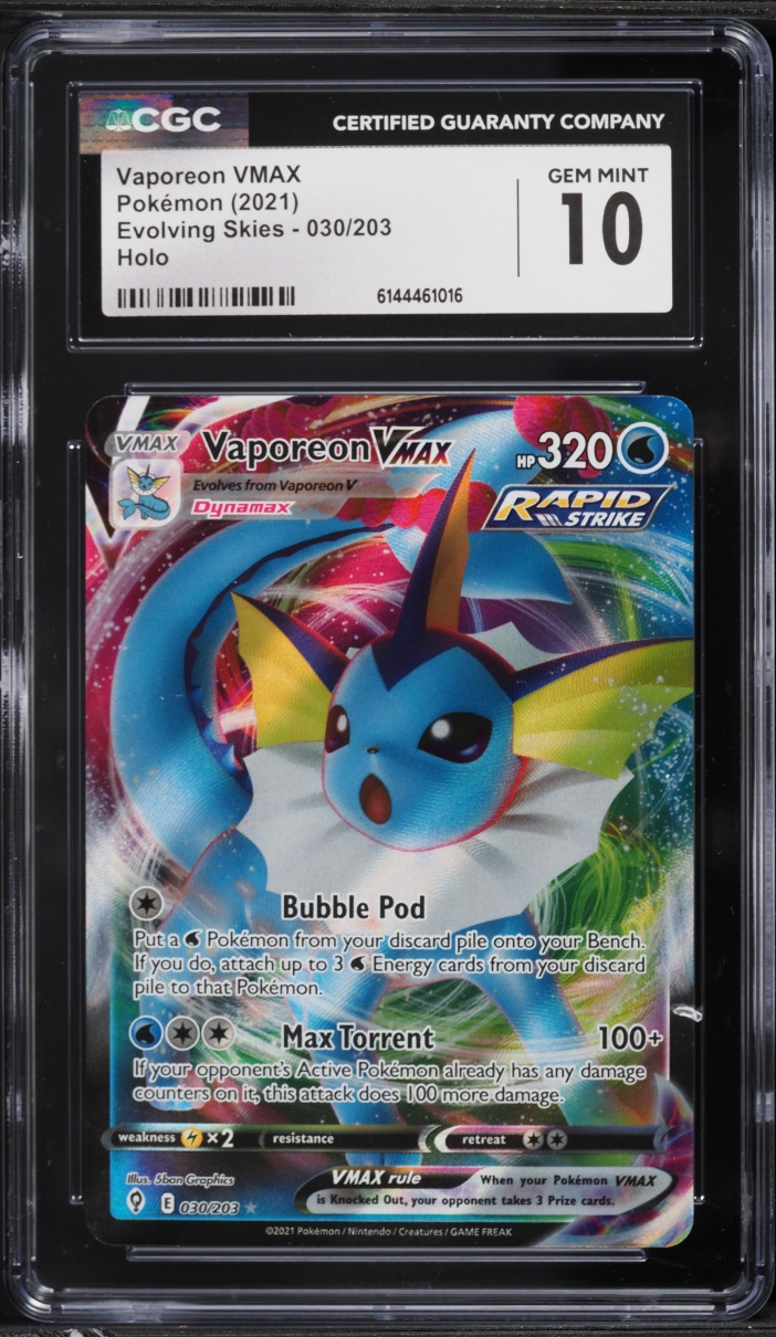 2021 Pokemon Sword & Shield Evolving Skies Alt Art Vaporeon VMAX #30 ...
